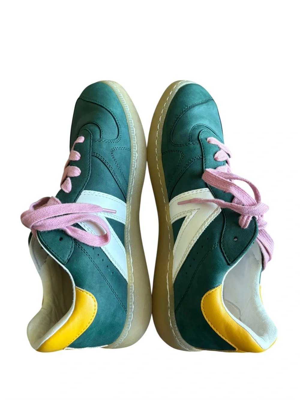 MIA Girl Kloie Dark Green Multi Colorblock Sneakers Pink Laces size 10 - Picture 6 of 8